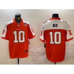 Men Denver Broncos 10 Bo Nix Orange 2024 F U S E  Throwback Vapor Limited Alternate Stitched Football Jersey 1