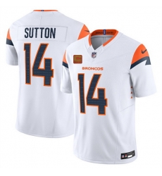 Men Denver Broncos 14 Courtland Sutton White 2025 F U S E  With 4 Star C Patch Vapor Limited Stitched Football Jersey Men Denver Broncos 14 Courtland Sutton White 2025 F U S E  With 4 Star C Patch Vapor Limited Stitched Football Jersey