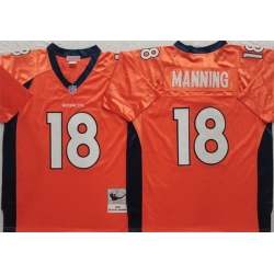 Men Denver Broncos 18 Peyton Manning Orange Throwback Stitched Jersey