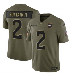 Men Denver Broncos 2 Pat Surtain II Olive 2025 F U S E  Salute to Service Limited Stitched Football Jersey Men Denver Broncos 2 Pat Surtain II Olive 2025 F U S E  Salute to Service Limited Stitched Football Jersey