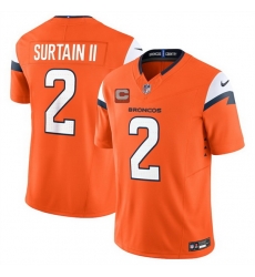 Men Denver Broncos 2 Pat Surtain II Orange 2025 F U S E  With 2 Star C Patch Vapor Limited Stitched Football Jersey Men Denver Broncos 2 Pat Surtain II Orange 2025 F U S E  With 2 Star C Patch Vapor Limited Stitched Football Jersey