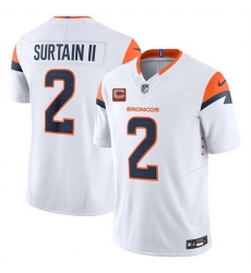 Men Denver Broncos 2 Pat Surtain II White 2025 F U S E  With 2 Star C Patch Vapor Limited Stitched Football Jersey Men Denver Broncos 2 Pat Surtain II White 2025 F U S E  With 2 Star C Patch Vapor Limited Stitched Football Jersey