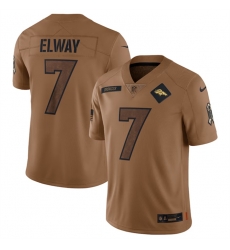 Men Denver Broncos 7 John Elway 2023 Brown Salute To Service Limited Stitched Football Jersey