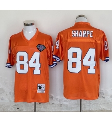 Men Denver Broncos 84 Shannon Sharpe Orange Throwback Stitched Jersey