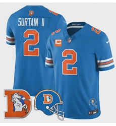 Men Denver Broncos Throwback 3 Times Champions Patch Vapor Limited All Stitched Blue #2 Patrick Surtain II Jersey Men Denver Broncos Throwback 3 Times Champions Patch Vapor Limited All Stitched Blue #2 Patrick Surtain II Jersey