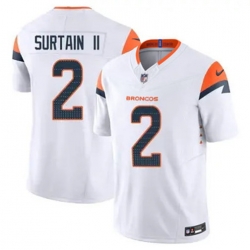 Men Nike Denver Broncos Patrick Surtain II Stitched White Limited Jersey