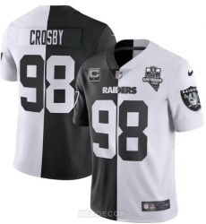 Men Raiders 98 Maxx Crosby Black White Split Stitched Football Vapor Untouchable Limited Jersey