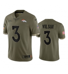 Men's Denver Broncos #3 Russell Wilson 2022 Olive Salute To Service Limited Stitched Jersey