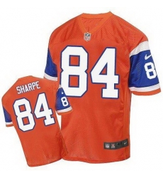 Nike Broncos #84 Shannon Sharpe Orange Throwback Mens Stitched NFL Elite Jersey