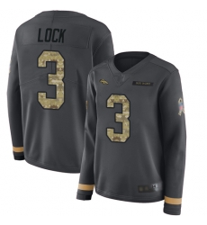 Broncos 3 Drew Lock Anthracite Salute to Service Women Stitched Football Limited Therma Long Sleeve Jersey