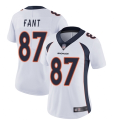 Broncos 87 Noah Fant White Women Stitched Football Vapor Untouchable Limited Jersey