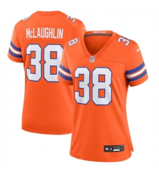 Women Denver Broncos 38 Jaleel McLaughlin Orange Mile High Collection 1977 Throwback Stitched Jersey