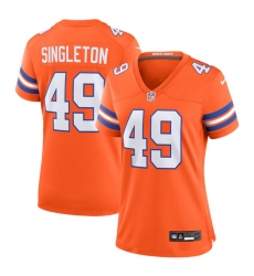 Women Denver Broncos 49 Alex Singleton Orange Mile High Collection 1977 Throwback Stitched Jersey