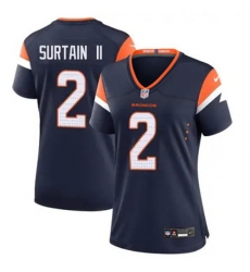 Women Nike Denver Broncos 2 Patrick Surtain II Navy Blue Vapor Limited Jersey