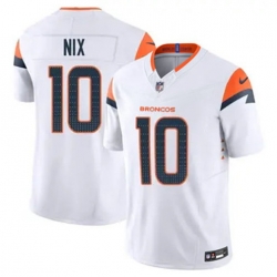 Youth Denver Broncos 10 Bo Nix White F U S E Vapor Limited Stitched Football Jersey