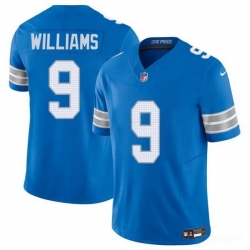 Men Detroit Lions 9 Jameson Williams Blue 2024 F U S E  Vapor Limited Stitched Jersey