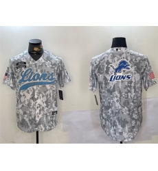 Men Detroit Lions Team Big Logo 2024 Arctic Camo Salute To Service Stitched Baseball Jersey