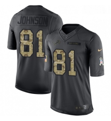 Men Nike Detroit Lions 81 Calvin Johnson Limited Black 2016 Salute to Service NFL Jersey