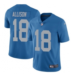 Nike Detroit Lions 18 Geronimo Allison Blue Throwback Men Stitched NFL Vapor Untouchable Limited Jersey