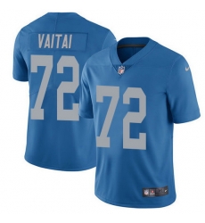 Nike Lions 72 Halapoulivaati Vaitai Blue Throwback Men Stitched NFL Vapor Untouchable Limited Jersey