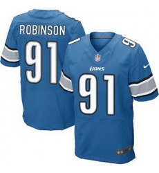 Nike Lions #91 Ashawn Robinson Blue Team Color Mens Stitched NFL Elite Jersey