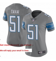 Lions 51 Jahlani Tavai Gray Women Stitched Football Limited Rush Jersey