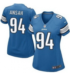 Nike Lions #94 Ziggy Ansah Light Blue Team Color Womens Stitched NFL Elite Jersey