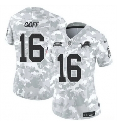 Women Detroit Lions 16 Jared Goff 2024 F U S E Arctic Camo Salute To Service Limited Stitched Jersey