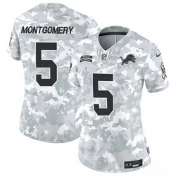 Women Detroit Lions 5 David Montgomery 2024 F U S E Arctic Camo Salute To Service Limited Stitched Jersey