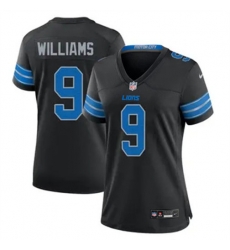 Women Detroit Lions 9 Jameson Williams black 2024 F U S E Vapor Limited Stitched Jersey