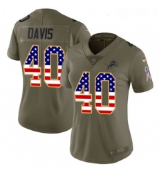 Womens Nike Detroit Lions 40 Jarrad Davis Limited OliveUSA Flag Salute to Service NFL Jersey