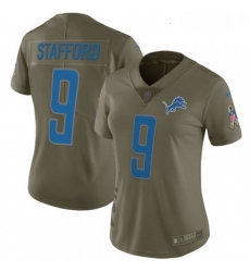 Womens Nike Detroit Lions 9 Matthew Stafford Limited Olive 2017 Salute to Service NFL Jersey