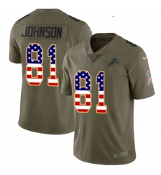 Youth Nike Detroit Lions 81 Calvin Johnson Limited OliveUSA Flag Salute to Service NFL Jersey