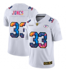 Green Bay Green Bay Green Bay Green Bay Packers 33 Aaron Jones Men White Nike Multi Color 2020 NFL Crucial Catch Limited NFL Jersey