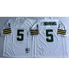 Men Green Bay Green Bay Packers 5 Paul Hornung White M&N Throwback Jersey