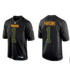 Men Green Bay Packers  1 Micah Parsons Black Football Stitched vapor Limited Jersey