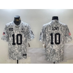 Men Green Bay Packers 10 Jordan Love 2024 F U S E Arctic Camo Salute To Service Limited Stitched Football Jersey