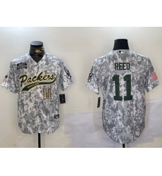 Men Green Bay Packers 11 Jayden Reed 2024 Arctic Camo Salute To Service Stitched Baseball Jersey 1