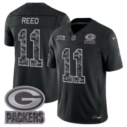 Men Green Bay Packers  11 Jayden Reed Black F U S E  2026 Salute to Service Limited Stitched Football Jersey