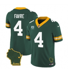 Men Green Bay Packers 4 Brett Favre Green 2023 F U S E  Home Patch And 1 Star C Patch Vapor Untouchable Limited Stitched Jersey