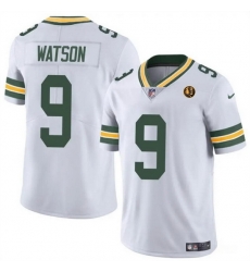 Men Green Bay Packers 9 Christian Watson White Vapor Limited Throwback Stitched Football Jersey