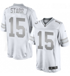 Men Nike Green Bay Packers 15 Bart Starr Limited White Platinum NFL Jersey