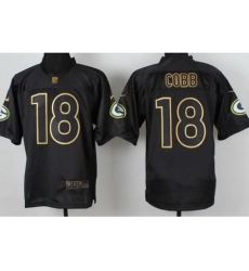 Nike Green Bay Packers 18 Randall Cobb Black Elite 2014 PRO Gold Lettering Fashion NFL Jersey