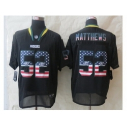 Nike Green Bay Packers 52 Clay Matthews Black Elite USA Flag Fashion NFL Jersey