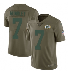 Nike Packers #7 Brett Hundley Mens Limited Olive 2017 Salute to Service NFL Jersey