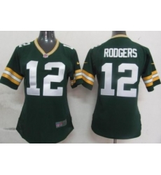 Womens Nike Green Bay Packers 12 Rodgers Green Nike NFL Jerseys