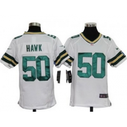 Youth Nike Green Bay Packers 50# A.J. Hawk Game White Color Jersey