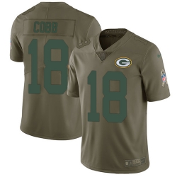 Youth Nike Packers #18 Randall Cobb Olive Stitched NFL Limited 2017 Salute to Service Jersey