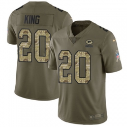 Youth Nike Packers #20 Kevin King Olive Camo Stitched NFL Limited 2017 Salute to Service Jersey