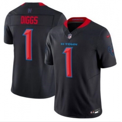 Men Houston Texans 1 Stefon Diggs Navy 2024 2nd Alternate F U S E Vapor Stitched Jersey